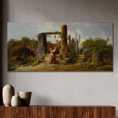 Una Contadina Al Pozzo Hubert Robert hrb11 quadro stampato su tela