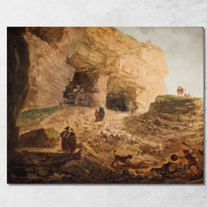 Una Cava Con Un Gregge Di Pecore Hubert Robert hrb12 quadro stampato su tela