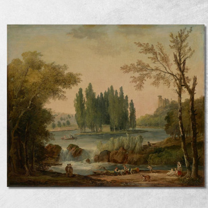 Una Vista Del Parco Di Ermenonville Con La Tomba Di Jean-Jacques Rousseau Hubert Robert hrb15 quadro stampato su tela