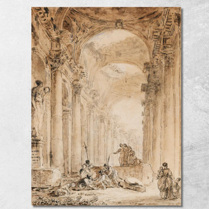 Composizione Architettonica Con Rovine Hubert Robert hrb25 quadro stampato su tela