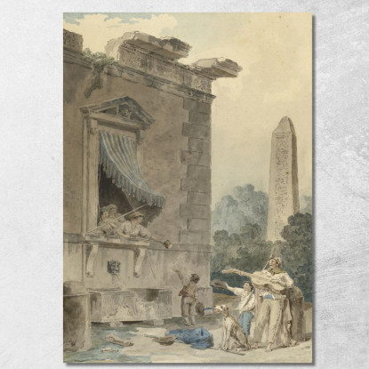 Donne Caritatevoli Hubert Robert hrb28 quadro stampato su tela