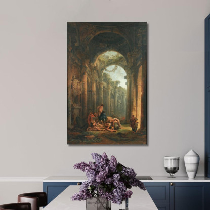 Rovine Classiche Con Soldati Che Giocano D'Azzardo Hubert Robert hrb29 quadro stampato su tela