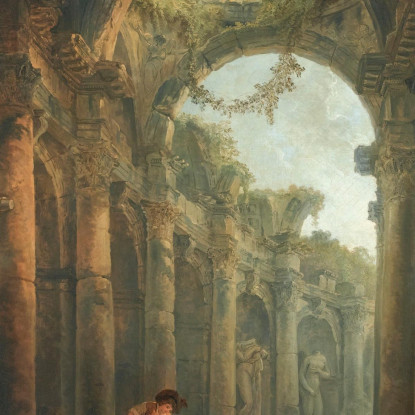 Rovine Classiche Con Soldati Che Giocano D'Azzardo Hubert Robert hrb29 quadro stampato su tela