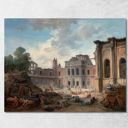 Demolizione Del Castello Di Meudon Hubert Robert hrb31 quadro stampato su tela