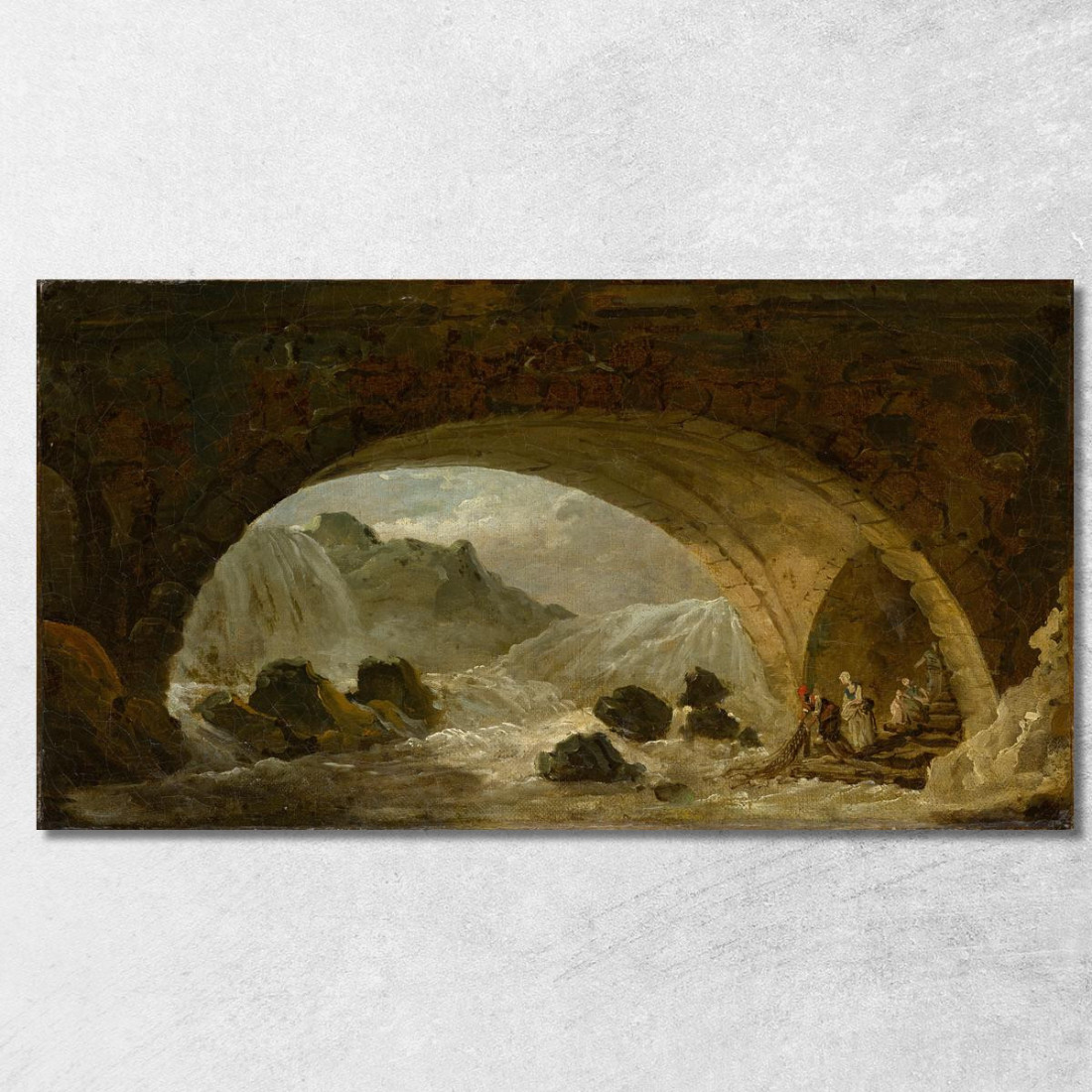 Pescatori Sotto Un Ponte Hubert Robert hrb36 quadro stampato su tela