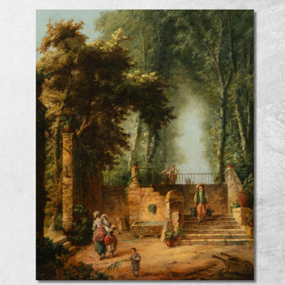 Fontana In Un Parco Hubert Robert hrb37 quadro stampato su tela