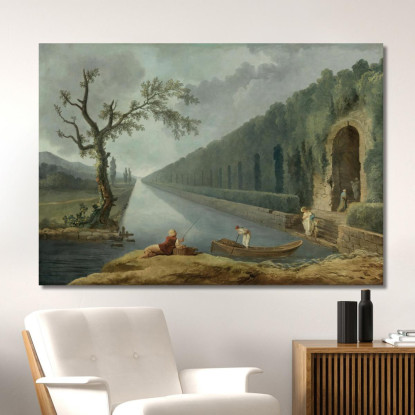 Scena Di Giardino Con Un Canale Hubert Robert hrb39 quadro stampato su tela