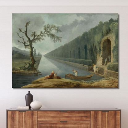 Scena Di Giardino Con Un Canale Hubert Robert hrb39 quadro stampato su tela