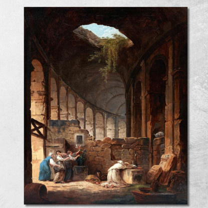 Eremita Nel Colosseo Hubert Robert hrb41 quadro stampato su tela