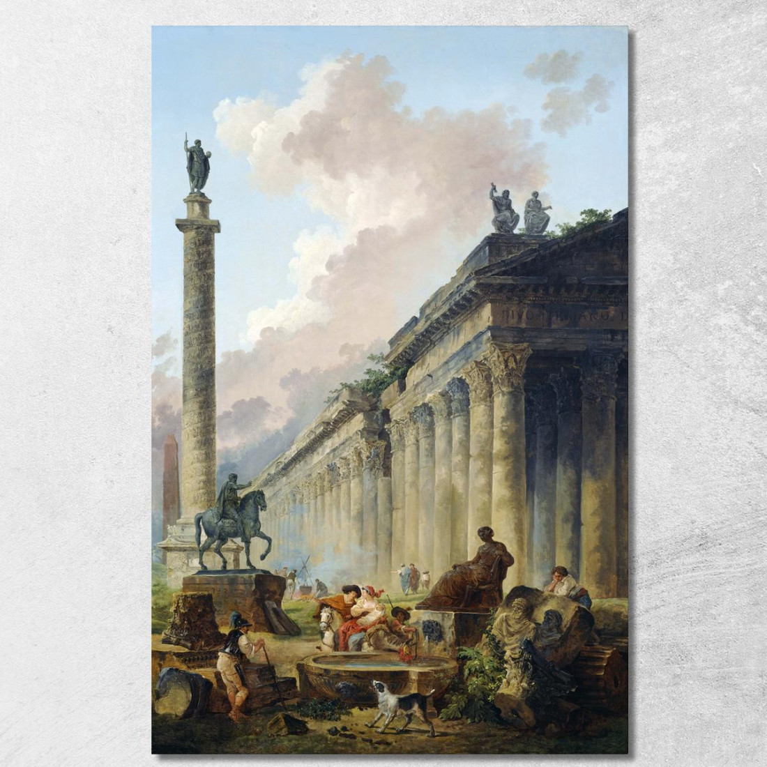 Veduta Immaginaria Di Roma Con La Statua Equestre Di Marco Aurelio La Colonna Di Traiano E Un Tempio Hubert Robert hrb43 quadro