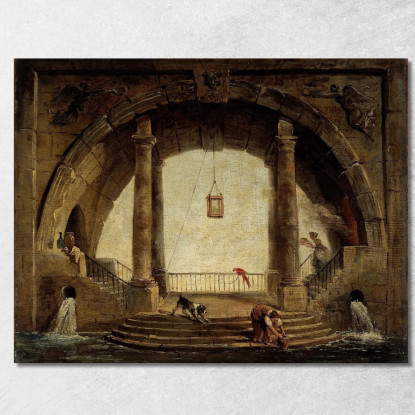 La Fontana Hubert Robert hrb52 quadro stampato su tela