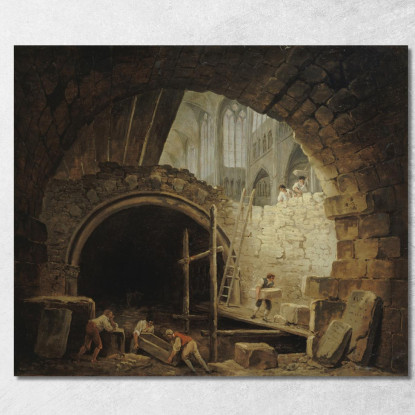 La Violazione Delle Volte Dei Re Nella Basilica Di Saint-Denis Hubert Robert hrb56 quadro stampato su tela