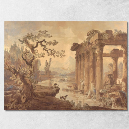 Paesaggio Con Rovine Hubert Robert hrb58 quadro stampato su tela