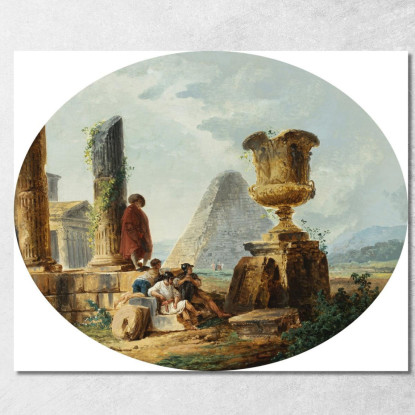 Paesaggio Con Soldati E Una Piramide Hubert Robert hrb59 quadro stampato su tela