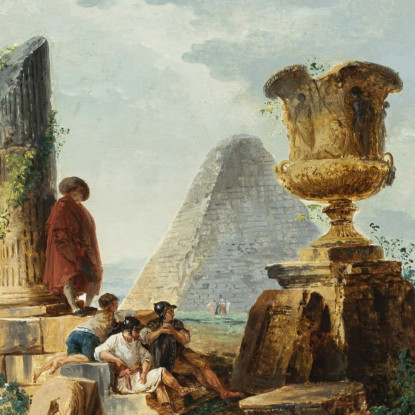 Paesaggio Con Soldati E Una Piramide Hubert Robert hrb59 quadro stampato su tela