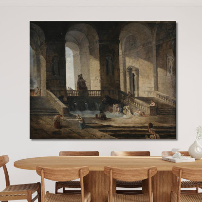 Lavandaie Nell'Architettura Romana Hubert Robert hrb63 quadro stampato su tela