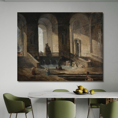 Lavandaie Nell'Architettura Romana Hubert Robert hrb63 quadro stampato su tela