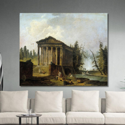 L'Antico Tempio Hubert Robert hrb68 quadro stampato su tela
