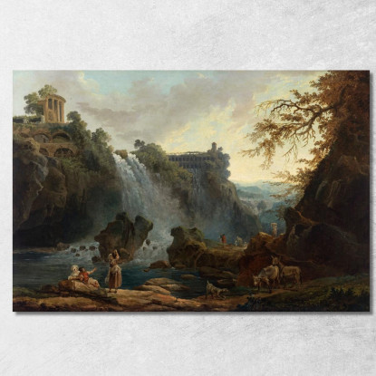 Cascate Di Tivoli Hubert Robert hrb69 quadro stampato su tela