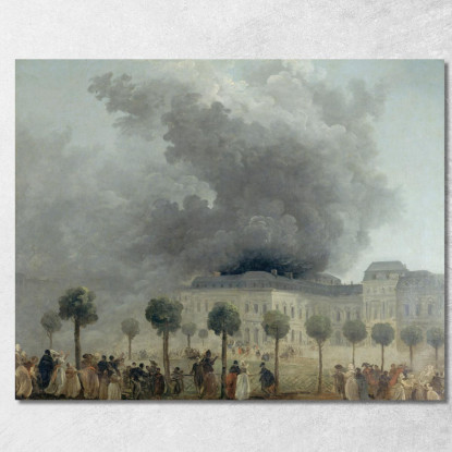 L'Incendio Dell'Opera Visto Dai Giardini Del Palais-Royal Hubert Robert hrb74 quadro stampato su tela