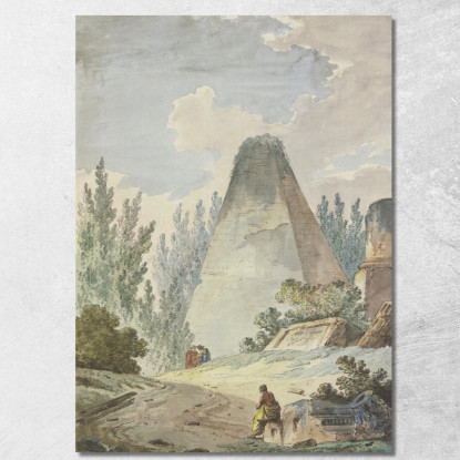 Piramide Con Una Parte Superiore Rotta In Un Antico Paesaggio Di Macerie Hubert Robert hrb78 quadro stampato su tela