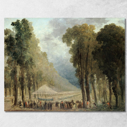 Pasto Servito Alle Truppe In Un Vicolo Degli Champs-Élysées O Nel Parco Di Saint-Cloud Hubert Robert hrb79 quadro stampato su t