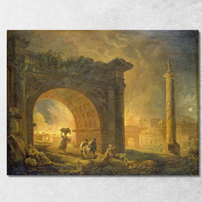 Rovine Romane Hubert Robert hrb81 quadro stampato su tela