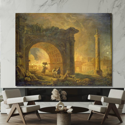 Rovine Romane Hubert Robert hrb81 quadro stampato su tela