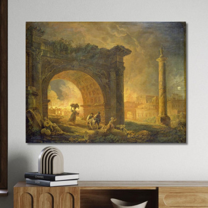 Rovine Romane Hubert Robert hrb81 quadro stampato su tela