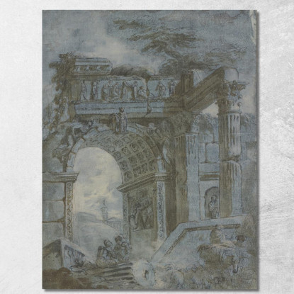 Arco Di Trionfo Romano Hubert Robert hrb82 quadro stampato su tela