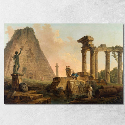 Rovine Romane Hubert Robert hrb85 quadro stampato su tela