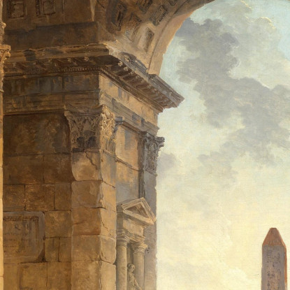 Rovine Con Un Obelisco In Lontananza Hubert Robert hrb86 quadro stampato su tela