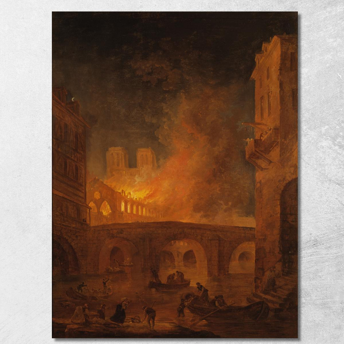 L'Incendio Dell'Hôtel-Dieu A Parigi Hubert Robert hrb98 quadro stampato su tela