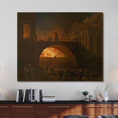 L'Incendio Di Roma Hubert Robert hrb99 quadro stampato su tela