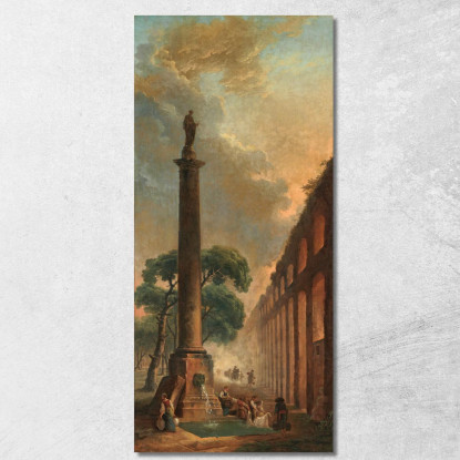 La Fontana Hubert Robert hrb100 quadro stampato su tela