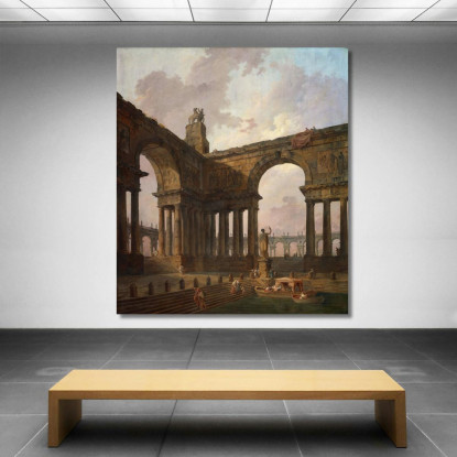 Il Luogo Di Atterraggio Hubert Robert hrb102 quadro stampato su tela