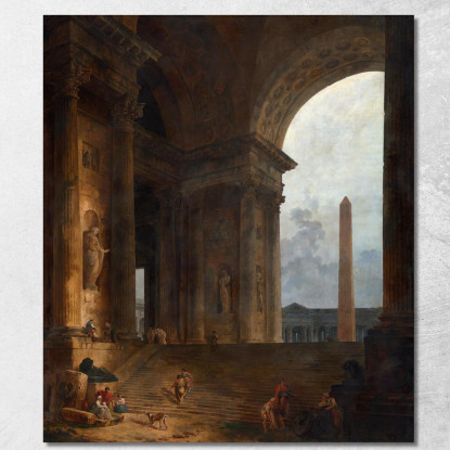 L'Obelisco Hubert Robert hrb105 quadro stampato su tela