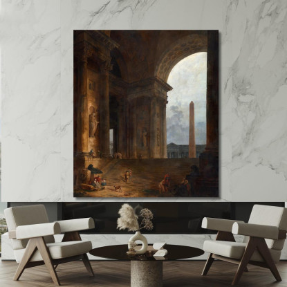 L'Obelisco Hubert Robert hrb105 quadro stampato su tela