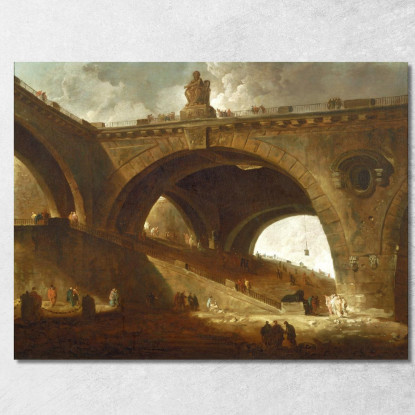 Il Ponte Vecchio Hubert Robert hrb107 quadro stampato su tela