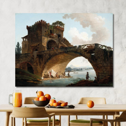 Il Ponte Salariale Hubert Robert hrb109 quadro stampato su tela