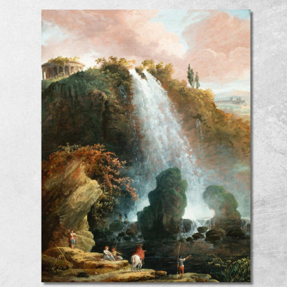 Le Cascate Di Tivoli Con Il Tempio Della Sibilla Hubert Robert hrb117 quadro stampato su tela