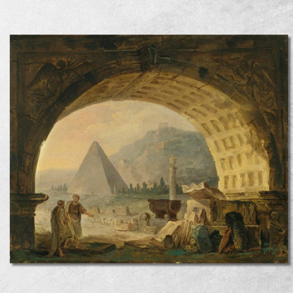 Vista Delle Antichità Sotto Un Arco Hubert Robert hrb121 quadro stampato su tela