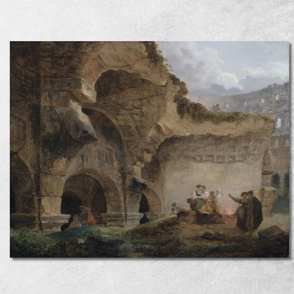 Lavandaie Nelle Rovine Del Colosseo Hubert Robert hrb132 quadro stampato su tela