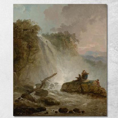 Cascata Con Disegno Dell'Artista Hubert Robert hrb133 quadro stampato su tela