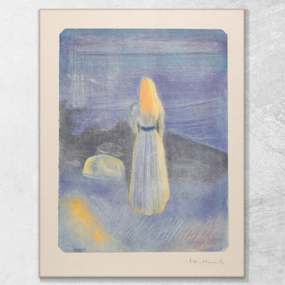 Giovane Donna Sulla Spiaggia Edvard Munch em349 quadro stampato su tela