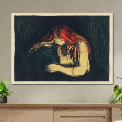 Il Vampiro Ii Edvard Munch em356 quadro stampato su tela