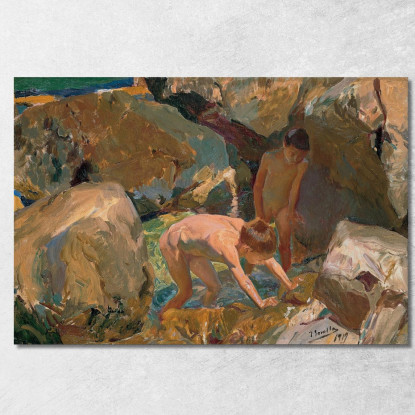 Bambini Alla Ricerca Di Molluschi Joaquín Sorolla jsr18 quadro stampato su tela