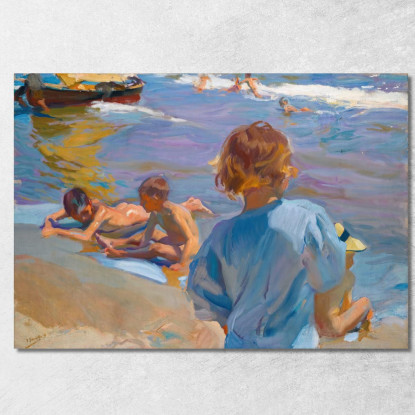 Bambini Sulla Spiaggia Valencia Joaquín Sorolla jsr19 quadro stampato su tela