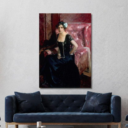 Clotilde In Abito Da Sera Joaquín Sorolla jsr22 quadro stampato su tela