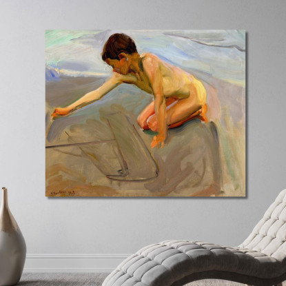 Disegno Sulla Sabbia Joaquín Sorolla jsr27 quadro stampato su tela